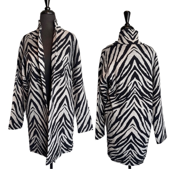 PREMISE Gray Zebra Print Cardigan Sweater - Picture 8 of 8